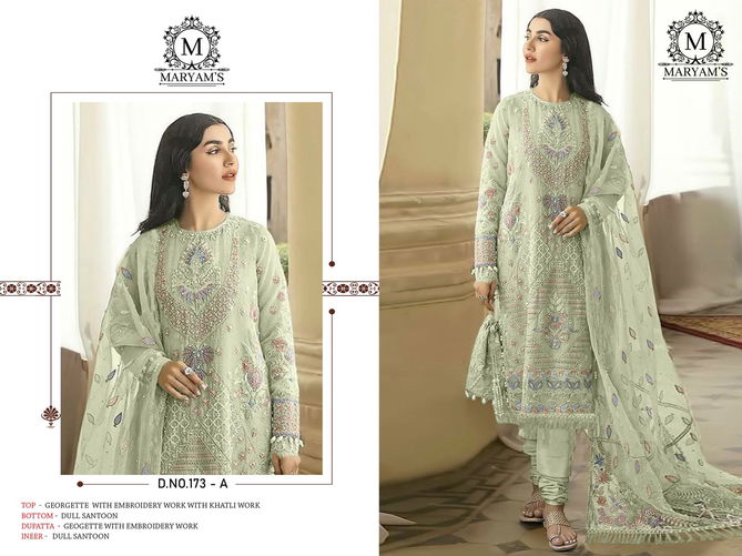 Maryams 173 Georgette Embroidered Pakistani Suits Wholesale Market In Surat